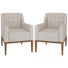 Kit 2 Poltronas Decorativas Sala de Estar Madonna Suede Bege - Gran Belo