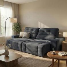Sofá Retrátil e Reclinável 3 Lugares Blenda I Suede Grafite - Mobly