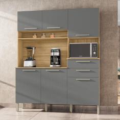 Armário de Cozinha Completa Montesa 6 Portas 2 Gavetas Freijó / Grafite