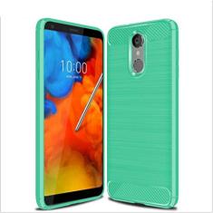 Capa para LG Q8 2018, capa de material de fibra de carbono, macia, antiderrapante, antiimpressões digitais, capa totalmente protetora para LG Q8 2018