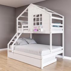 Treliche Casinha com Janela Casal/Solteiro Madeira Maciça Branco Housin