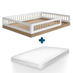 Cama Montessoriana Casal Infantil Colchão Aveiro Branco JM