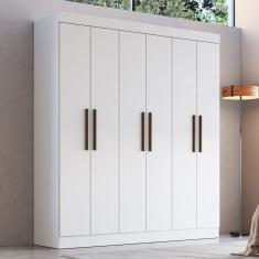 Guarda-roupa New Xangai 6 Portas 2 Gavetas Internas Branco