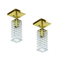 Kit 2 Lustre Clearcrillic Cristal Acrílico Quadrado Dourado - MARRYLUZ