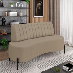 Sofá Living Decorativo 2 Lugares 1,35m Katara Pés De Ferro Bouclê Bege G33 - Gran Belo
