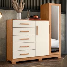 Cômoda com Espelho 5 Gavetas 2 Portas New Master Albatroz