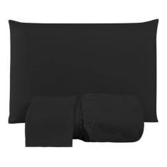 Jogo De Lençol Percal 180 Fios Casal Queen 3 Peças Preto - Confecções 