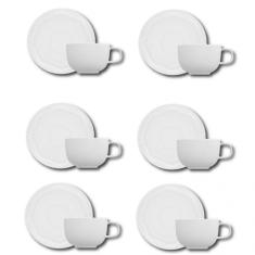 Conjunto De Xícaras Para Chá Germer Shell Em Porcelana 240 Ml 6 Peças Branco