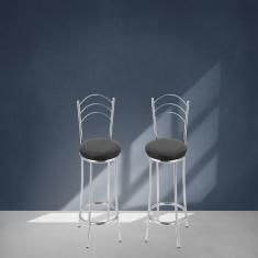 Kit 2 Banquetas Bc26-c A101 Cromada/preto