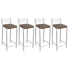 Kit 4 Banquetas Sala Jantar Gênova 1b705cr 4 Un Cromado/courano Marrom - Kappesberg