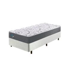 Cama Box Solteiro Reforçado Branco 88x188x38cm E Colchão Adapto Molas Ensacadas Branco