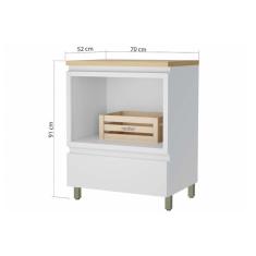 Balcão De Cozinha Modulado Rainha P- Forno 1 Porta C-tampo 70 Cm Branca-nature - Nesher