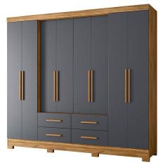 Guarda Roupa Casal San Lorenzo 8 Portas Freijó Cinza - Moval