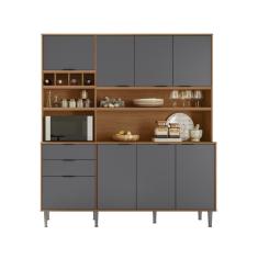 Cozinha Compacta Viena 8 Portas E 2 Gavetas Lukaliam Móveis Jequitiba-cinza Fosco