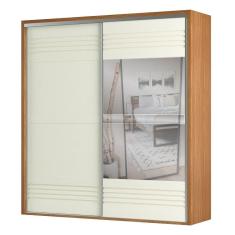 Guarda Roupa Casal Com Espelho 223cm 2 Portas 100% Mdf Tw602e Freijó-off White - Dalla Costa