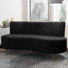 Sofá Living 2 Lugares 135cm Aang Pés Palito Veludo Preto G33 - Gran Belo