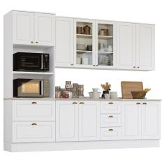 Cozinha Completa Americana 5 Peças Branco Com Torre Quente 2 Fornos - Móveis Henn Branco