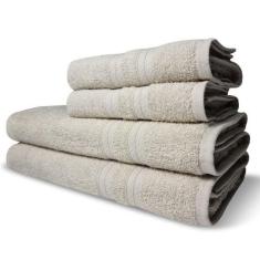 Jogo De Toalhas Itália Soft 4 Pçs - 2 Banho E 2 Rosto 430g-m² 100% Algodão Bege