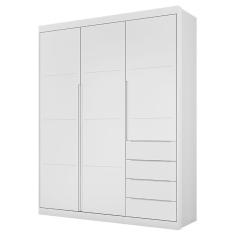 Guarda Roupa Infantil Blenda 3 Portas 4 Gavetas MDF Branco Acetinado Phoenix Baby