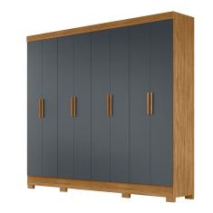 Guarda Roupa Diplomata 8 Portas de Bater 4 Gavetas MDP Freijó Cinza Moval