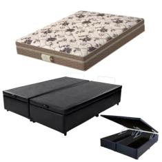 Base Box Bau Queen Preto com Colchão Style Molas Ensacadas Probel