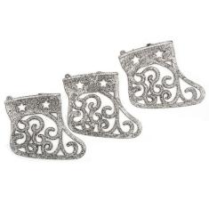 Enfeite de Natal de Plástico de 10cm Trenó Cores com 3 Peças