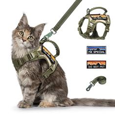 nanappice Peitoral tático para gatos à prova de esacope, colete grande de malha macia ajustável para gatos com alça de borracha fácil de controlar, adesivos Molle