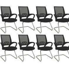 Kit 8 Cadeiras para Escritório Interlocutor Visitante Preto