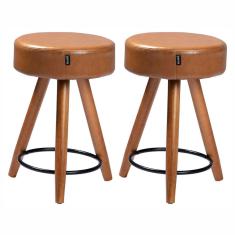 Kit 2 Bancos/Banquetas Estofadas Baixas Confortáveis Sala Cozinha Pés Palito Paris 50 cm