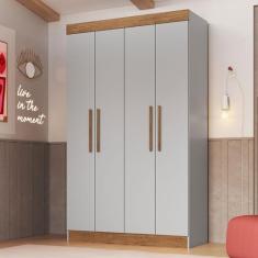 Guarda-Roupa Solteiro New Recife 4 Portas 2 Gavetas Lunar Nogueira - D