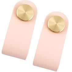 Kelendle 2 peças de couro genuíno para gavetas, puxadores de armário Mordern com parafusos para casa, escritório, cozinha, sala de estar, quarto, quarto infantil (rosa claro, comprimento do parafuso:
