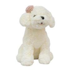 Cachorro Branco Sentado Laço 28Cm - Pelúcia - Foffy