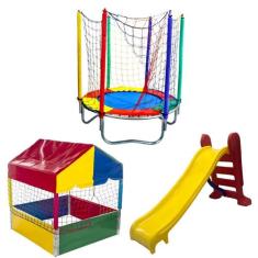 Pula Pula Trampolim Cama Elástica 1,40m + Piscina de Bolinhas Quadrada