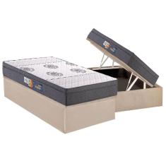 Conjunto Box Baú Solteiro: Colchão Espuma Polar D45 Pérola + Base CRC Suede Clean (88x188)