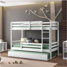 Treliche Teen Play com Grade de Proteção Madeira Maciça Casatema Branco