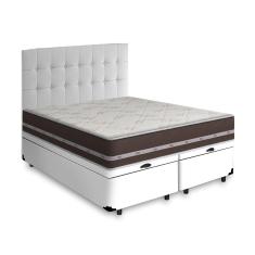 Cama Box Baú + Cabeceira Cassis e Colchão Queen - Anjos - Classic Superlastic 158cm