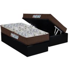 Cama Box Baú Solteiro: Colchão Espuma D45 Ortobom / EP ISO 150 Mega Fi
