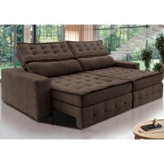 Sofá Retrátil e Reclinável 2,35m Cama inBox Big Puffer. com SoftGel D40 Velupluma