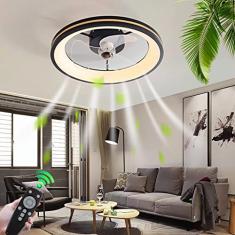 Ventilador de teto com iluminação Ventilador interno Luz de teto Silenciosa Moderna Luz de ventilador de teto LED com temporizador de controle remoto para sala de estar Quarto Sala de jantar