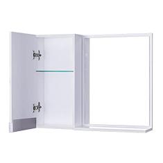 Armário para Banheiro com Espelho Branco com Puxador Metal