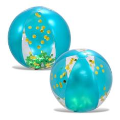 POZA Bolas de praia infláveis para piscina - Bolas de praia elegantes com glitter para crianças, adolescentes e adultos, conjunto de 2 bolas de praia infláveis resistentes, bolas de piscina para