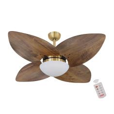 Ventilador De Teto Dourado 4 Pás Rádica Imbuia 127V