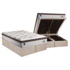 Cama Box Baú Queen: Colchão Molas Ensacadas Plumatex MasterPocket Personalle + Base CRC Suede Clean(158x198)