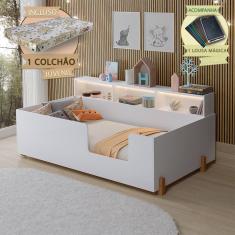 Cama Doçura Infantil Com Nicho Design Juvenil Branca Incluso Lousa Mágica + Colchão
