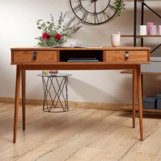 Mesa Escrivaninha Madeira 2 Gavetas 1 Nicho Retro Kim - IDIMEX, CASTAN