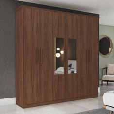 Guarda Roupa Casal Espelhado 6 Portas 3 Gavetas Scott Plus Espresso Mó