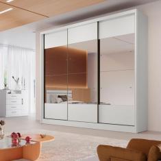 Guarda Roupa Coliseu 3 Portas 6 Gavetas Com Espelho Clic Móveis, Branc