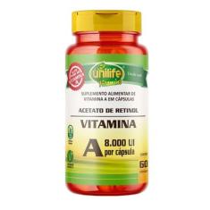 Vitamina A Retinol 60 cápsulas de 500mg - Unilife, Unissex, Brasil, Ún