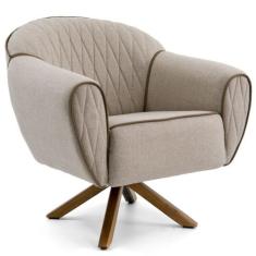 Poltrona Decorativa Sala de Estar Giratória Sacha Tressê Rústico - Gra