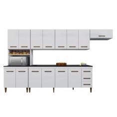 Cozinha Modulada Atenas 14 Portas 3 Gavetas Kaiki Móveis Branco